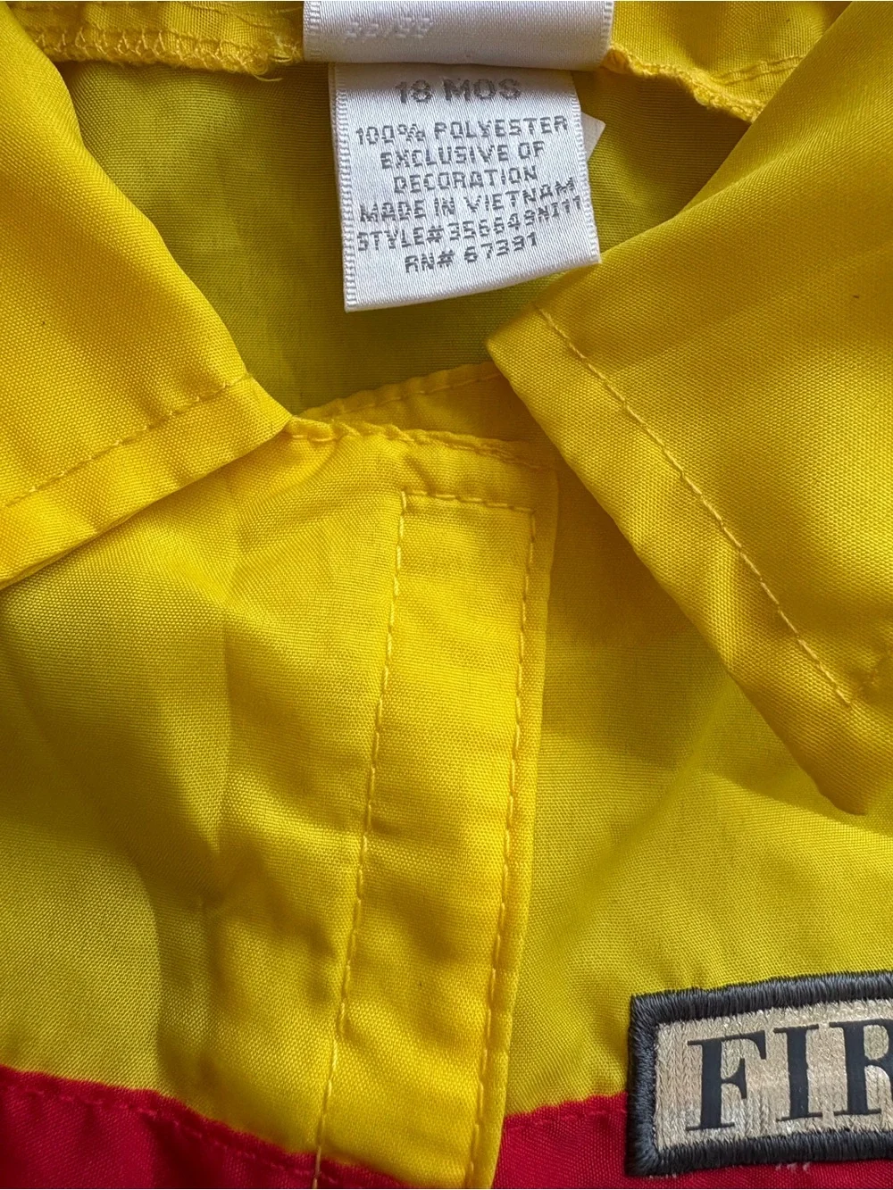 Koala Kids Yellow and Red Fireman Costume Jacket and pants with Reflective Strip